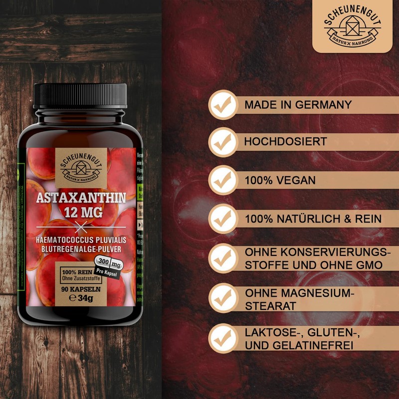 Astaxanthin (vegan) - 12 mg per capsule - IMPORTANT: 100%