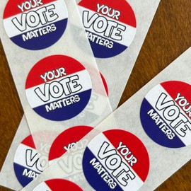 Voter Mailbag Your Vote Matters Stickers - Roll of 250 Stickers, Red, White & Blue