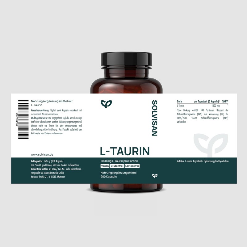 SOLVISAN L-Taurin Kapseln hochdosiert mit 1400 mg pro Tag -