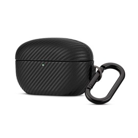 Haobobro Leather Case - for WF-1000XM5 Case Cover with Keychain - Selected Skin-Friendly Leather, with Carbon Fibre Texture, Handmade Shockproof Protective Hard Cover for Sony WF 1000XM5 - Black