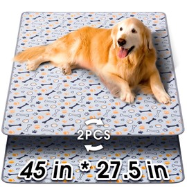Hompet Washable Pee Pads for Dogs, 45"x27.5", 2-Pack Thick Heavy Absorbency Reusable Pee Pads Prevent Leakage Non-Slip, Pet Training Pads for Puppy Playpen, Crate, Potty, Floor, Bed, Sofa