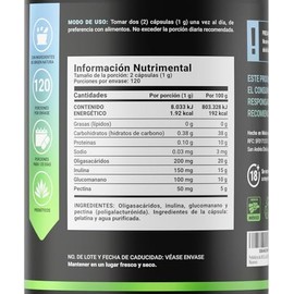 Prebióticos 240 Cápsulas de 1000 mg por porción con Inulina, Glucomanano y Pectina. Apoyo Digestivo e Intestinal. Ingredientes Naturales. Prebiotic
