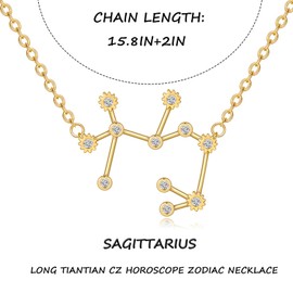 2Pcs Zodiac Necklace for Women 12 Constellation Sign Necklace CZ Astrology Zodiac Star Necklace Birthday Gifts With Message Card (165 Virgo)