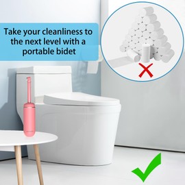 Portable Bidet for Travel, Reusable Peri Bottle for Postpartum Care, Handheld Sprayer for Women and Men, 380ml(12.8oz) Large Personal Hygiene Cleaning Bottle with Leakproof Design, Eco-Friendly Pink