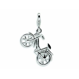 Amore LaVita Sterling Silver 3-D Enameled Bicycle Lobster Clasp Charm (Moveable) for Charm Bracelet