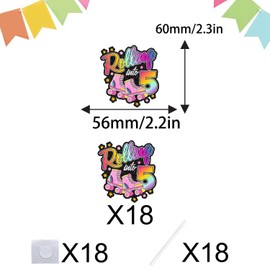 Roller Skate 5th Birthday Cupcake Toppers 18-PC Set - Lovely Roller Skate Themed Birthday Party, Retro Roller Skate Themed Party, or Disco Ball Party Decoration for Boys or Girls - LIANGSS