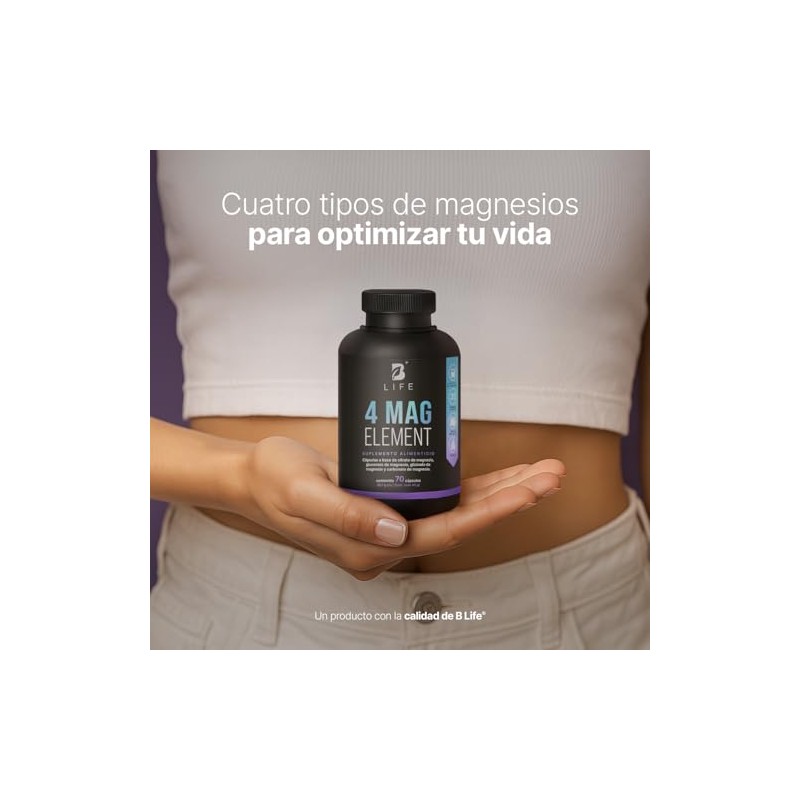 B Life Fórmula Pura de 4 Magnesios con 70 Cápsulas