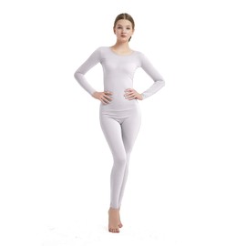 Full Bodysuit Womens Long Sleeve One Piece Jumpsuit Spandex Zentai Unitard (Medium, White)