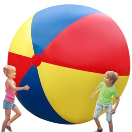 Toyosport Giant Inflatable Beach Ball, Novelty Pool Ball for Adults, Jumbo Size 6 Ft, Huge Swimming Pool Ball for Games, Foldable Beach Ball in Mixed Blue Red Yellow