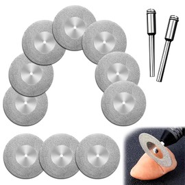 10 Pcs 400 mm Diamond Cutting Discs, Rotary Drill Saw Blades, Discs Wheel Rotary Tool with 2 Mandrel Arbor for Drills Rotary Tools for Gemstones, Glass, Metal, Ceramics