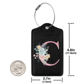 2 Pcs Letter C Luggage Tags for Suitcase, Unique Letters Tag, Travel Gifts for Privacy Cover ID Label with Stainless Steel Loop and Address Card