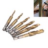 6Pcs Combination Drill Tap Bit 1/4in Hex Shank Spiral Tapping
