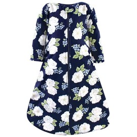 Hudson Baby Unisex Baby Long Sleeve Plush Faux Fur Sleeping Bag, Wearable Blanket, White Peonies, 0-6 Months