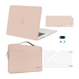 MOSISO Compatible with MacBook Air 15 inch Case 2025 2024 2023 Release M4 A3241 M3 A3114 M2 A2941, Plastic Hard Shell&Carrying Sleeve Bag&Keyboard Cover&Webcam Cover&Screen Protector, Camel