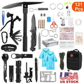 LakeForest 121pcs Professional Emergency Survival Gear Kit Equipment for Camping Outdoor
