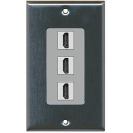 RiteAV - 3 Port HDMI 2.0 Decorative Wall Plate - Stainless Steel/Gray