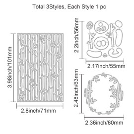 GLOBLELAND 3Pcs Panda and Bamboo Metal Cutting Dies Oriental Animals Die Cuts for DIY Scrapbooking Wedding Birthday Valentine's Day Cards Making Album Envelope Decoration, Matte Platinum