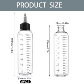 teokyat Pack of 5 Squeeze Bottles 230 ml, Hair Applicator Bottle, Transparent Plastic Squeeze Bottles with Scales, Sauce Bottles, Squeeze Bottle for Painting, Crafts, Kitchen, Hairdressing Salon