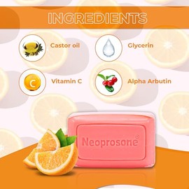 NEOPROSONE Jabón en Barra Limpiador con Vitamina C para Rostro y Cuerpo, Aclarante, Despigmentante, Ayuda a Reducir Manchas e Imperfecciones, para Todo Tipo de Piel