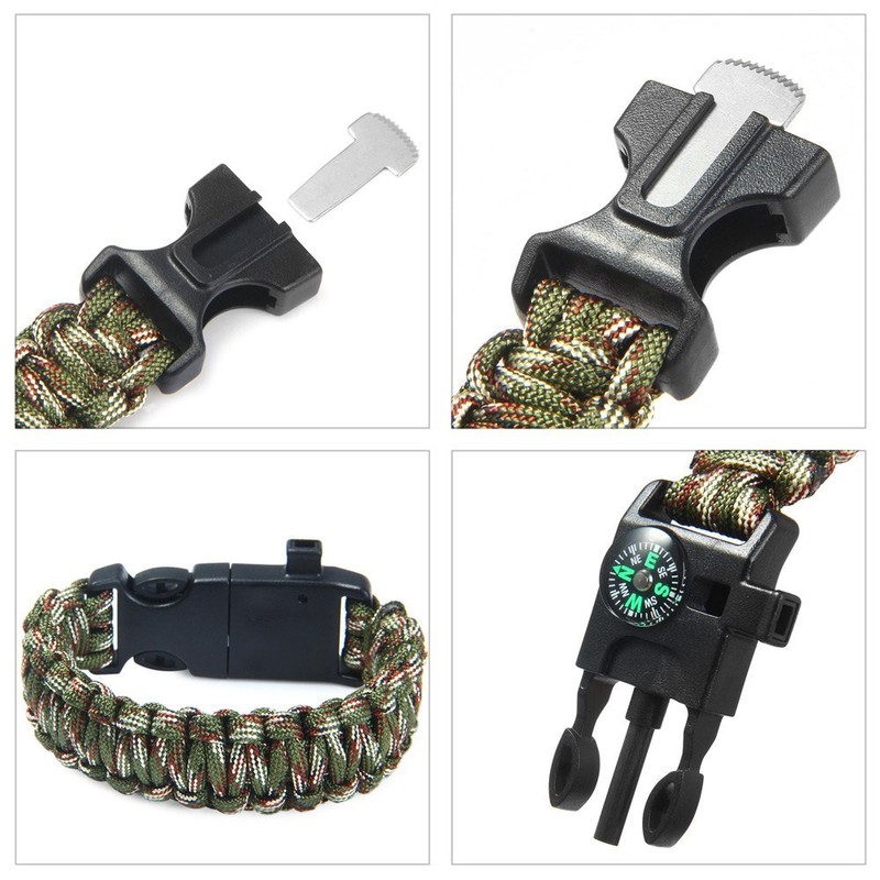 Wooboo 5 in 1 Survival Paracord Bracelet Wrist Band (Cable