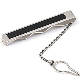 DonDon Men's Tie Clip Tie Pin Stainless Steel Silver Black