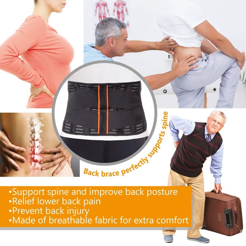 Back Support Belt Back Strap with Stabilising Rods for Pain