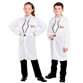 My Illusions Doctors Coat + Stethoscope Boys Uniform Girls Occupation Kids Book Day Fancy Dress Costume Outfit (Large 8-10 Years)