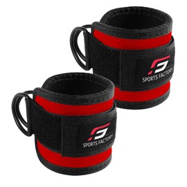 Ankle Straps for Cable Machines - Padded Gym Cuffs for Kickbacks, Glute Workouts, Leg Extensions, and Hip Abductors for Men and Women Fitness, Steel Double D Ring, Adjustable Neoprene Support (RED)