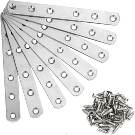 Hyber&Cara 8 Pcs Straight Brace Brackets Stainless Steel Flat Mending Repair Fixing Plate Metal Joining Plates for Wood with Screws, 160mm x 20mm
