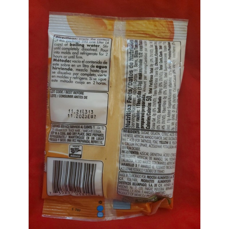 D'GARI 2 PACK D'GARI GELATIN DESSERT MANGO FLAVOR/GELATINA DE MANGO