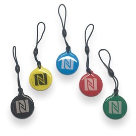 5 X NFC Tags | NXP Chip NTAG215 | gemischte Farben | 504 Byte Speicherkapazität | runden hängen | Elegantes Design und Hohe Scankraft | wasserdicht.