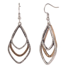 Mixed Metal Gold and Silver Two Tone Earrings for Women Dangling Boho Hammered Geometric Dangle Hoop Chandelier Earrings Jewelry Accessories