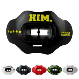 DAMAGE CONTROL Youth Football Mouth Guard – Breathable No Boil Mouthpiece, Protects Lips & Teeth, Works with Braces, Includes Helmet Strap – Sports Gear & Accessories (Him)