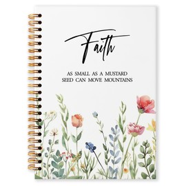 Grace Yonks Faith Bible Notebook with Floral Cover – Mustard Seed Scripture Journal for Daily Devotional and Prayer Notes – 5.8" x 8.3" with 80 Pages Lined Notebook for School, or Gifts(029)