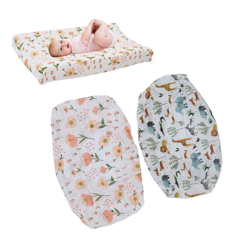 2pcs Baby Diaper Changing Covers Printing Cotton Yarn Removable Infant