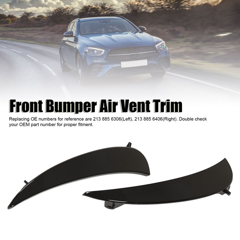 Gloss Black Front Bumper Fog Grille Air Vent Trims Replacement