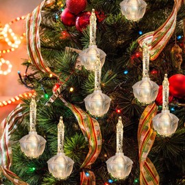 Romasaty Christmas Bubble Lights Set, Vintage Christmas Bubble String Lights, 9 Bubble Bulbs with Silver Glitter Traditional Bubble Lights for Christmas Tree Party Indoor Outdoor Decor, Green Wire