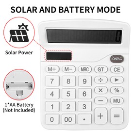 Gvolatee Calculator, Desktop Calculator with 12 Digit Large LCD Display, Mini Calculator Standard Function, Desktop Calculator with Large Buttons, for Office, Home and School, White