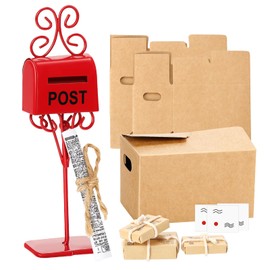 Miniature Gnome Accessories, Pack of 3, Miniature Moving Box, 3 Pieces, Miniature Package, Miniature Postcard, Miniature Letterbox, Miniature Newspapers, Dollhouse Accessories for DIY Dollhouse Decor