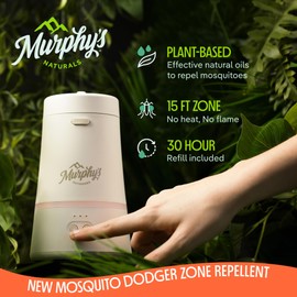 Murphy's Naturals Mosquito Dodger Zone Repellent, Outdoor Mosquito Spray, Essential Oils, 15-Foot Zone, Repels for 30 Hours, Refill Included