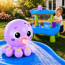 Upgraded Octopus Water Table Pump with Huge Water Output, 3H Non-Stop Fun for Step 2, Rechargeable Water Pump for Water Table, Water Table Accessories for Kids, Toddlers Summer Outdoor Water Toys
