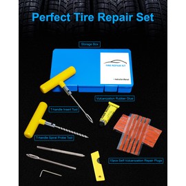 Beanewone Tire Repair Kit with Plugs, Tire Plug Kit Heavy Duty Professional for Car, ATV, Motorcycle, Truck, Flat Tire Emergency Repair