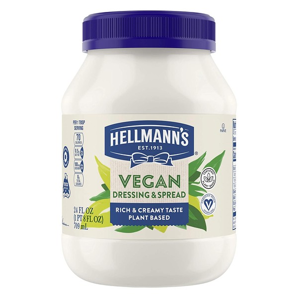 Hellmann's Vegan Alternative to Mayonnaise for Sandwiches, Salads, and Dips Vegan Free From Eggs 24 oz