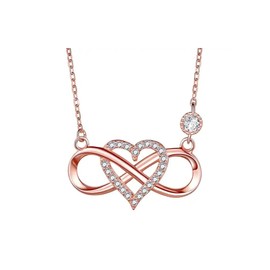 FFWTPY Necklace for Women Girls Infinity Heart Pendant with Cubic Zirconia Necklace Chains Birthday Valentine's Day Christmas Mother's Day Jewellery Gifts, Metal