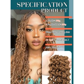 Brown Braiding Hair 20 Inch 2 Bundles Water Wave Boho Hair for Braiding Crochet Hair for Women Deep Wave 30# Braiding Hair for Boho Braids No Weft Wet and Wavy Braiding Hair Extensions