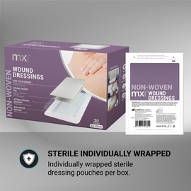 mx HEALTH Fabric Wound Dressing - 6X10CM (3X6.5CM Wound PAD) - 30 Individually Wrapped DRESSINGS PER Box