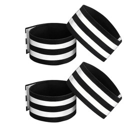 wilcractk Trouser Clip Reflective Band with Trouser Protection for Cyclists, Elastic Trouser Band as Bicycle Clip Against Bicycle Chain, Set of 4 in Black, Ideal for Night Riding and Outdoor Sports