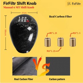 FirFiltr Carbon Fiber Shift Knob,JDM Racing Type 6 Speed 6MT Oval Ball Stick Gear Shift Knob,Such as Honda Civic Accord S2000 Acura Integra,Universal