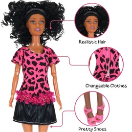 Liberty Imports 12 Piece African American Black Toy Doll Playset, 11.8" Premium Fashion Diversity Dolls, Variety Pack for Kids, Girls' Party Favors