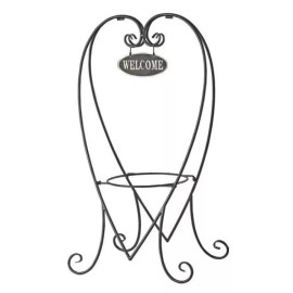 Mintcraft  Mintcraft 30 Hanging Planters with Welcome Sign, Powder-Coated Steel, Black -